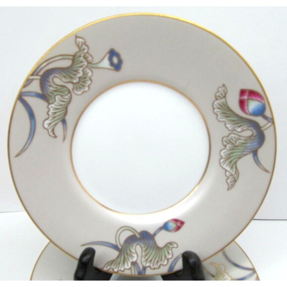 Fitz And Floyd Cloisonne Lotus 5 1/2" Saucers Set Of 4 Saucers Excellent Cond - Picture 7 of 11